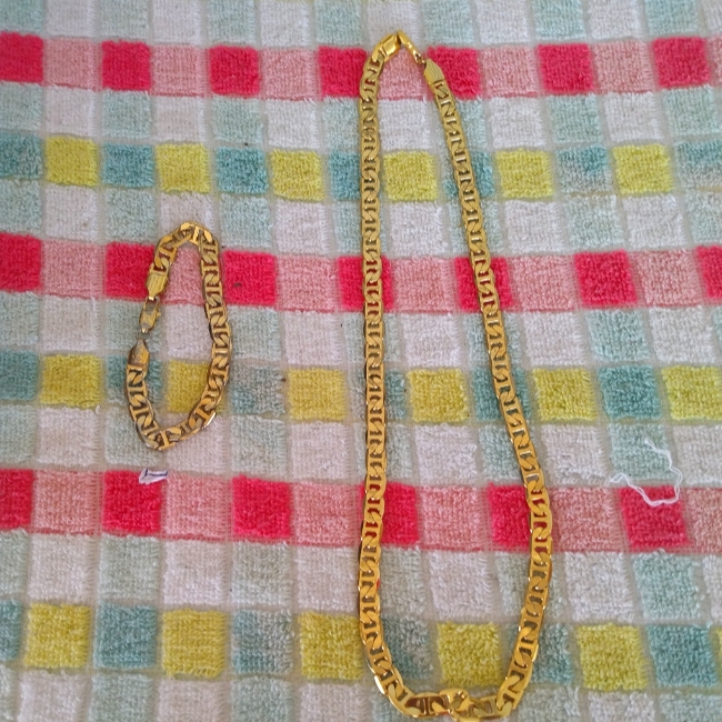 14kt Gold Plated Chain With Bracelet